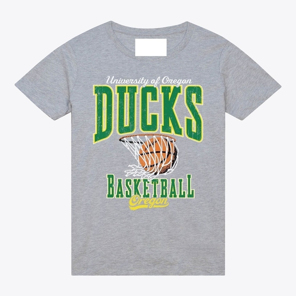 Oregon Ducks Gray Retro Basketball T-Shirt